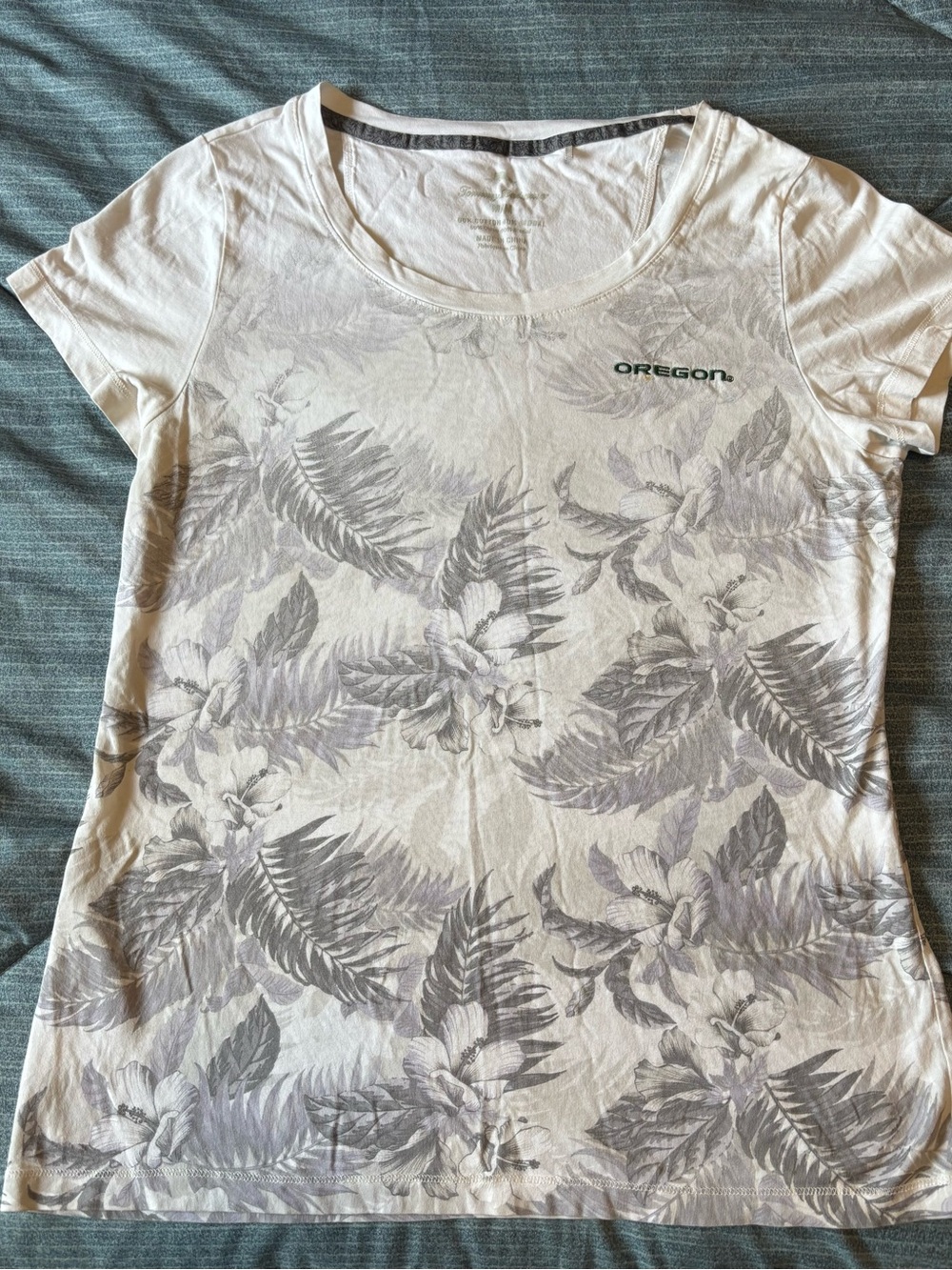 Tommy Bahama White Tee with Light Gray Floral Print